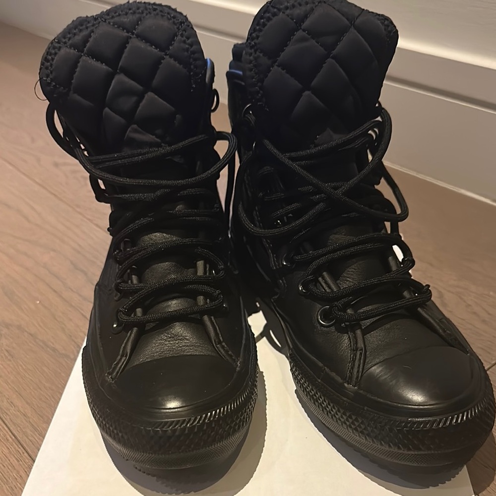 Black Quilted High-Top Sneakers